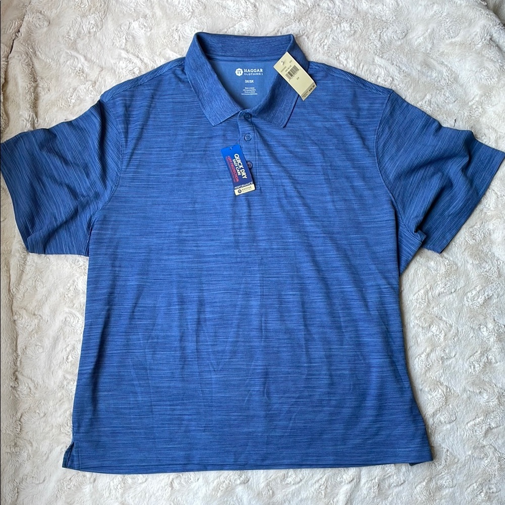Haggar Blue Polo Shirt with Breathable Fabric and Classic Design
